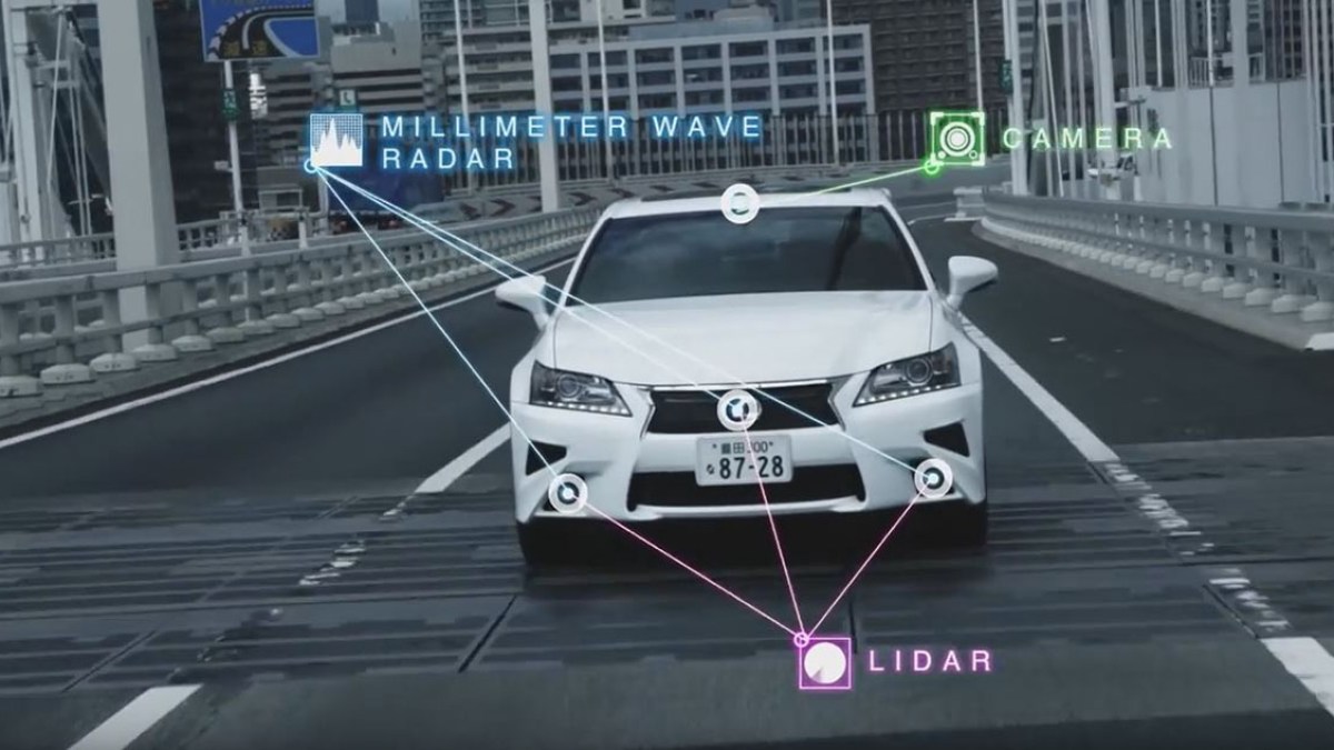 Voiture autonome équipée d'un lidar.