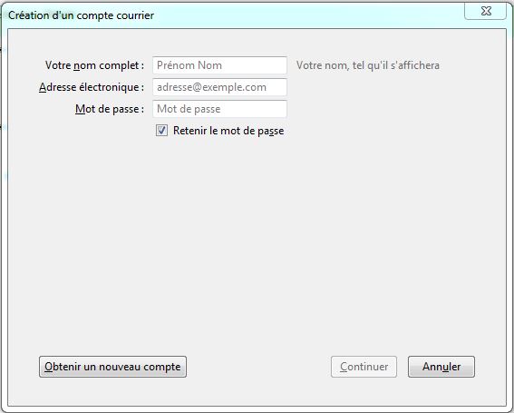 Création d'un compte courrier Création d'un compte courrier