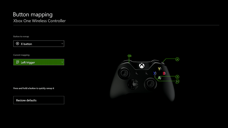 menu config manette Xbox One menu config manette Xbox One