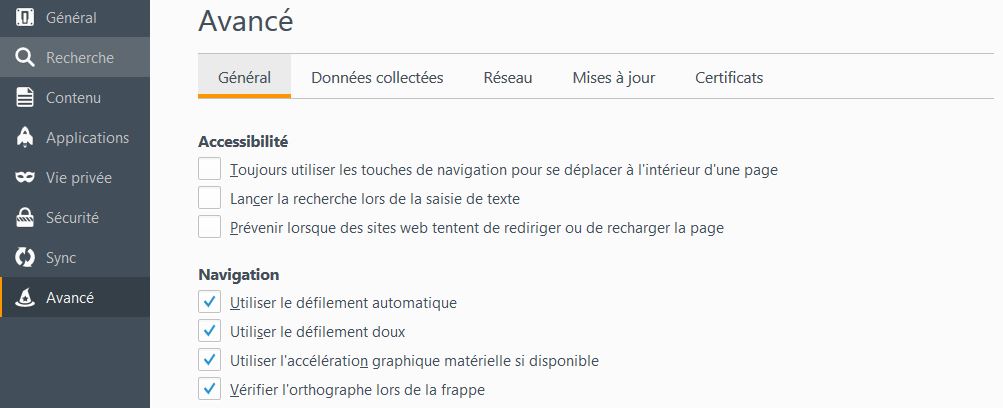 Firefox défilement doux Firefox défilement doux