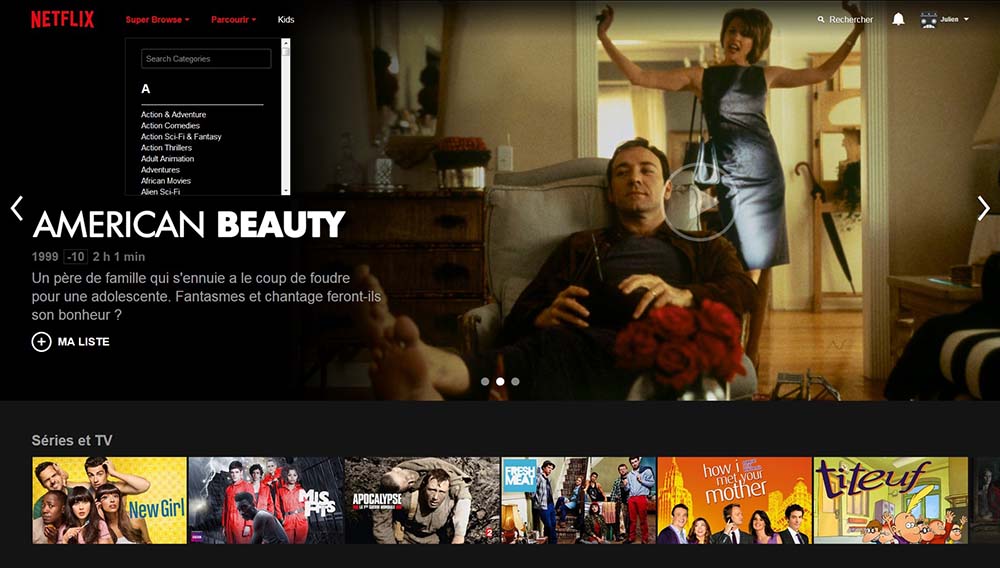 Netflix menu Super Browse Netflix menu Super Browse