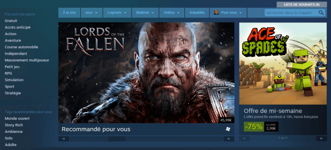 Steam accueil Steam accueil