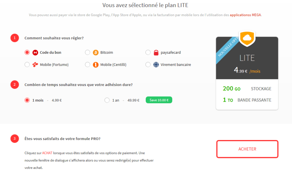 Solutions de paiement sur Mega Solutions de paiement sur Mega