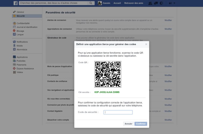 Facebook settings generateur de code Facebook settings generateur de code