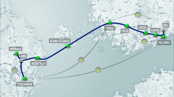 Hyperloop One carte scandinavie Hyperloop One carte scandinavie