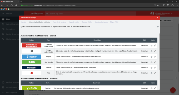 Lastpass paramètre activation deux étapes Lastpass paramètre activation deux étapes