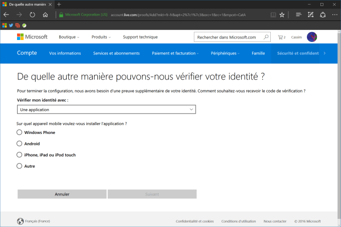 Microsoft paramètre activation en deux étapes Microsoft paramètre activation en deux étapes
