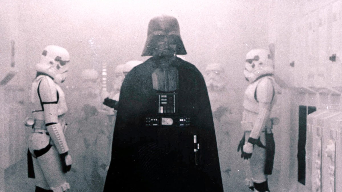 In this 1977 image provided by 20th Century-Fox Film Corporation, Darth Vader, played by David Prowse and voiced by James Earl Jones, and his Imperial stormtroopers take over the Rebel Blockade Runner in a scene from "Star Wars." The intergalactic adventure launched in theaters 35 years ago on May 25, 1977, introducing the world to The Force, Luke Skywalker, Darth Vader, Princess Leia, Han Solo and a pair of loveable droids named R2-D2 and C-3PO. (AP Photo/20th Century-Fox Film Corporation) In this 1977 image provided by 20th Century-Fox Film Corporation, Darth Vader, played by David Prowse and voiced by James Earl Jones, and his Imperial stormtroopers take over the Rebel Blockade Runner in a scene from "Star Wars." The intergalactic adventure launched in theaters 35 years ago on May 25, 1977, introducing the world to The Force, Luke Skywalker, Darth Vader, Princess Leia, Han Solo and a pair of loveable droids named R2-D2 and C-3PO. (AP Photo/20th Century-Fox Film Corporation)