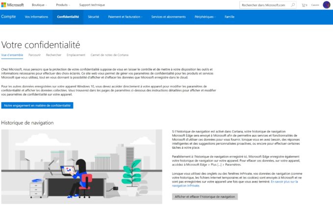microsoft-dashboard-confidentialite