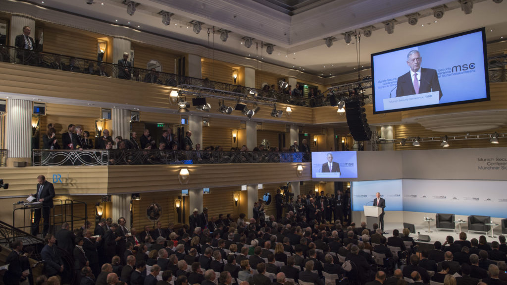 Secretary of Defense Jim Mattis attends the Munich Security Conference in Munich, Germany, Feb. 17, 2017. (DOD photo by U.S. Air Force Tech. Sgt. Brigitte N. Brantley)