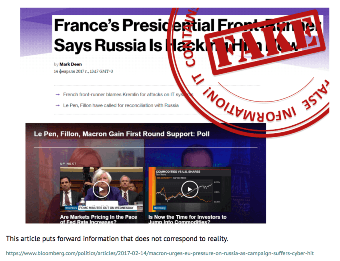 L'article de Bloomberg, certifié fake par la Russie. Capture d'écran mid.ru L'article de Bloomberg, certifié fake par la Russie. Capture d'écran mid.ru