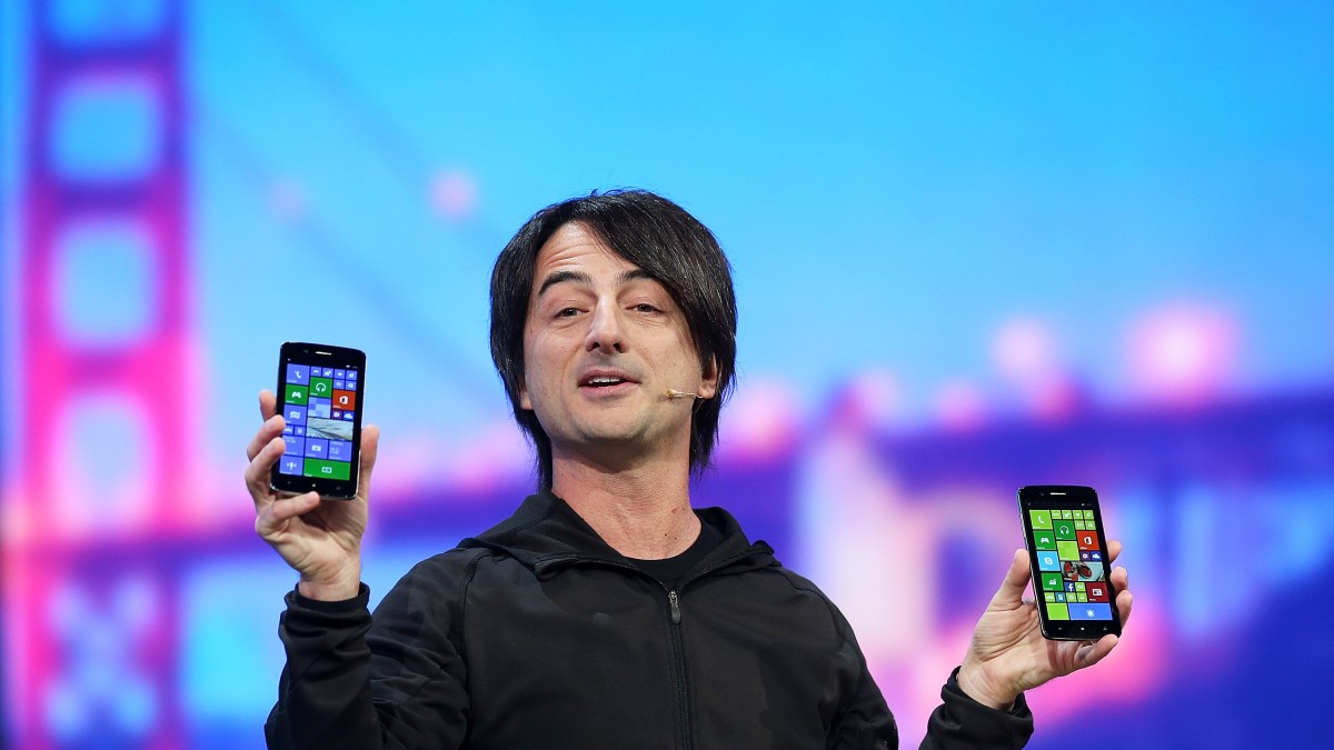 SAN FRANCISCO, CA - APRIL 02: Joe Belfiore, corporate vice president and manager for Windows Phone, holds Windows phones during the keynote address at the 2014 Microsoft Build developer conference on April 2, 2014 in San Francisco, California. The 2014 Microsoft Build developer conference runs through April 4. (Photo by Justin Sullivan/Getty Images) SAN FRANCISCO, CA - APRIL 02: Joe Belfiore, corporate vice president and manager for Windows Phone, holds Windows phones during the keynote address at the 2014 Microsoft Build developer conference on April 2, 2014 in San Francisco, California. The 2014 Microsoft Build developer conference runs through April 4. (Photo by Justin Sullivan/Getty Images)