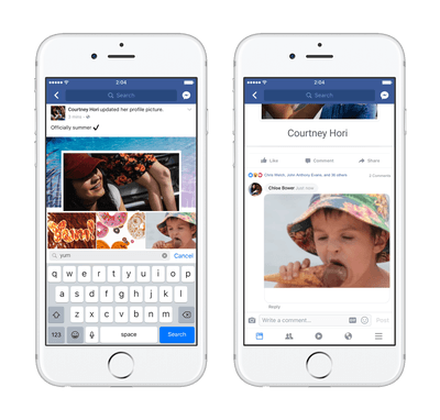 L'interface GIF sur mobile (Facebook) L'interface GIF sur mobile (Facebook)