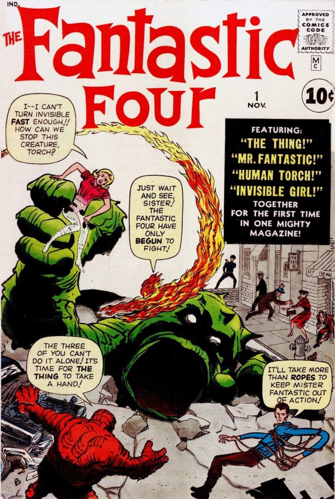 Couverture du premier épisode des Fantastic Four, publié en novembre 1961. Le début de l'univers Marvel. Couverture du premier épisode des Fantastic Four, publié en novembre 1961. Le début de l'univers Marvel.