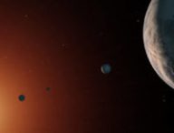 Le système Trappist imaginé par la Nasa, à droite, Trappist-1F / Nasa