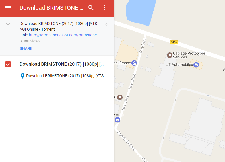 Exemple de détournement de My Maps pour partager des torrents Exemple de détournement de My Maps pour partager des torrents