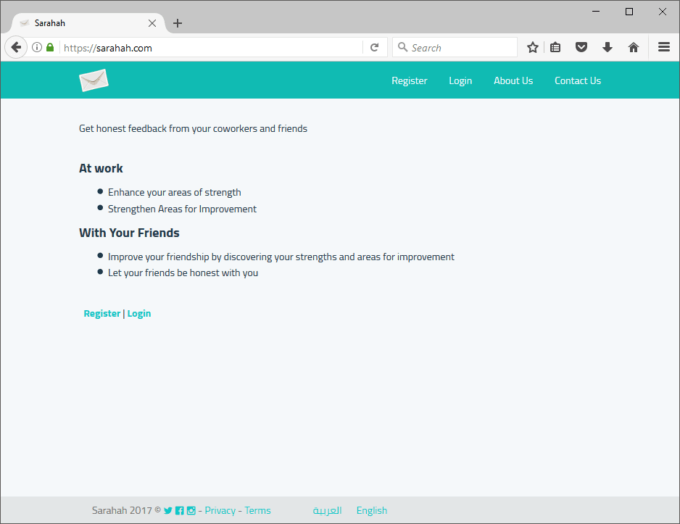 La version web de Sarahah, capture d'écran de Scott Helme