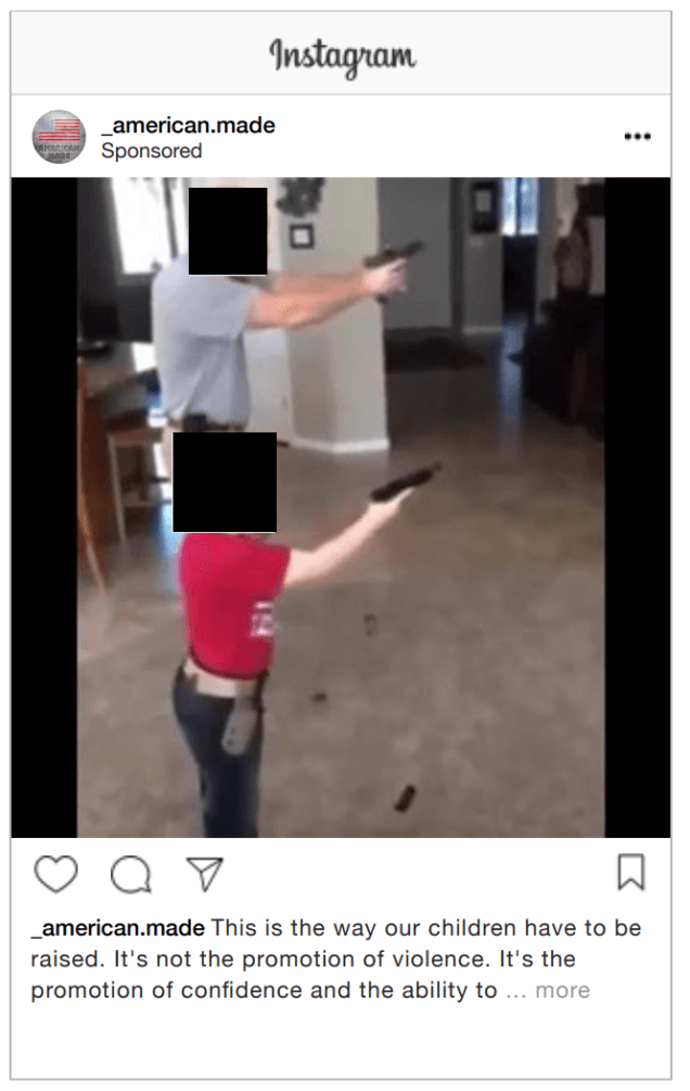 Source : C'est de cette façon que nos enfants doivent être élevés : cette publicité ciblait sur Instagram les proches de Donald Trump et du Tea Party. Elle a coûté 17 roubles pour 108 000 impressions. Source : C'est de cette façon que nos enfants doivent être élevés : cette publicité ciblait sur Instagram les proches de Donald Trump et du Tea Party. Elle a coûté 17 roubles pour 108 000 impressions.