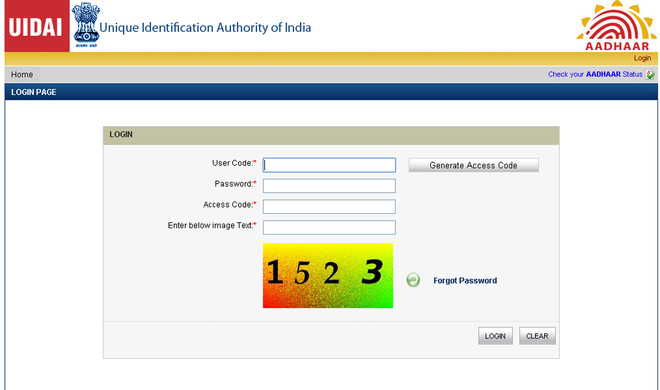 Une capture d'écran du portail UIDAI atteint par le reporter. CC The Tribune Une capture d'écran du portail UIDAI atteint par le reporter. CC The Tribune