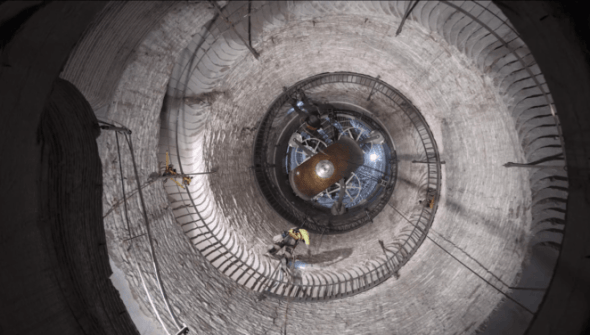 La construction de l'horloge est en cours sous la montagne. Capture d'écran/The Long Now Foundation