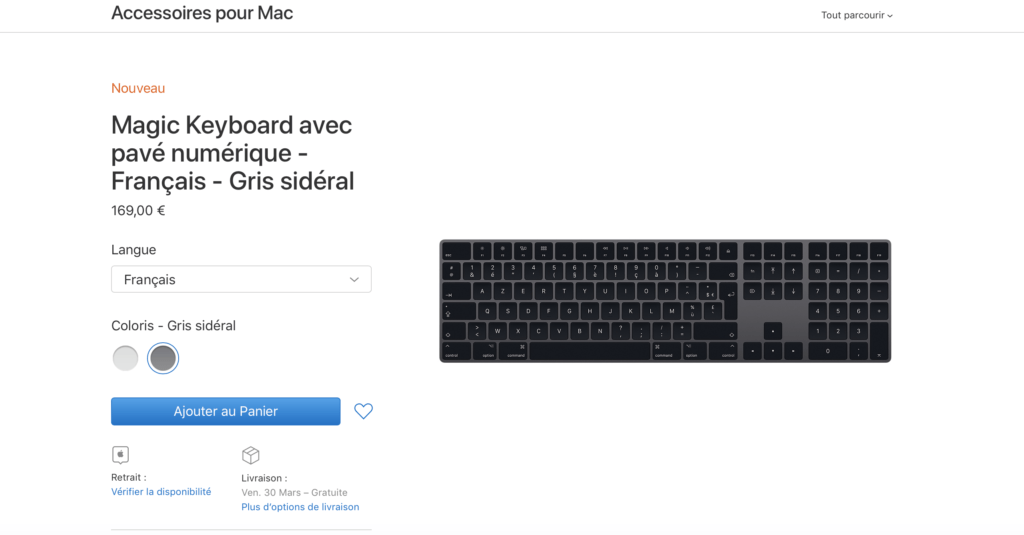 Clavier Apple gris sidéral