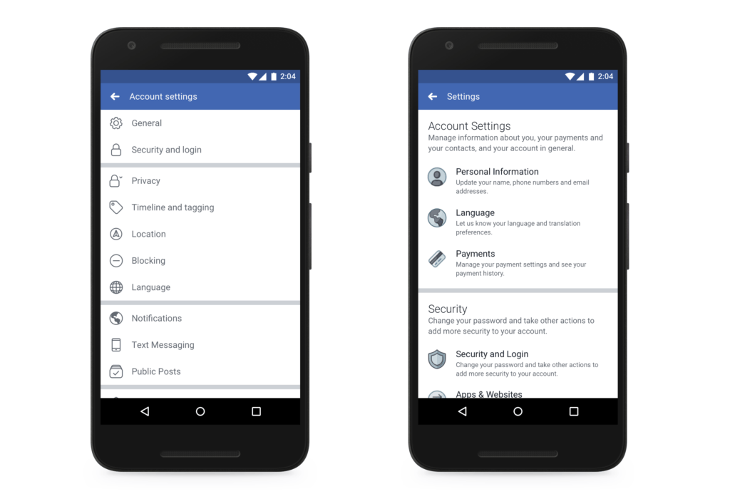 Facebook réglages avant après Facebook réglages avant après