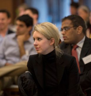 Elizabeth Holmes, the chief executive officer and founder of Theranos, a health care technology company, listens as Deputy Secretary of Defense Ash Carter speaks at Stanford University in Palo Alto, Calif., April 17, 2013. (DoD photo by Glenn Fawcett/Released) Elizabeth Holmes, the chief executive officer and founder of Theranos, a health care technology company, listens as Deputy Secretary of Defense Ash Carter speaks at Stanford University in Palo Alto, Calif., April 17, 2013. (DoD photo by Glenn Fawcett/Released)