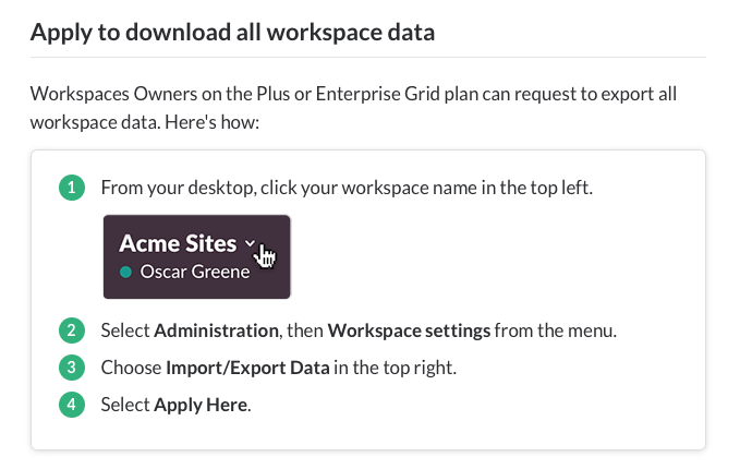 slack données téléchargement