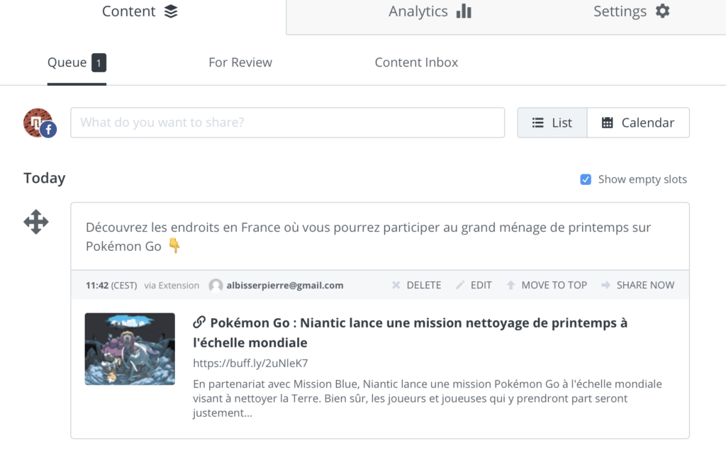 Buffer gère notre page Facebook Buffer gère notre page Facebook