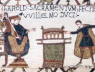 Tapisserie de Bayeux - Scène 23 : Harold prête serment à Guillaume
