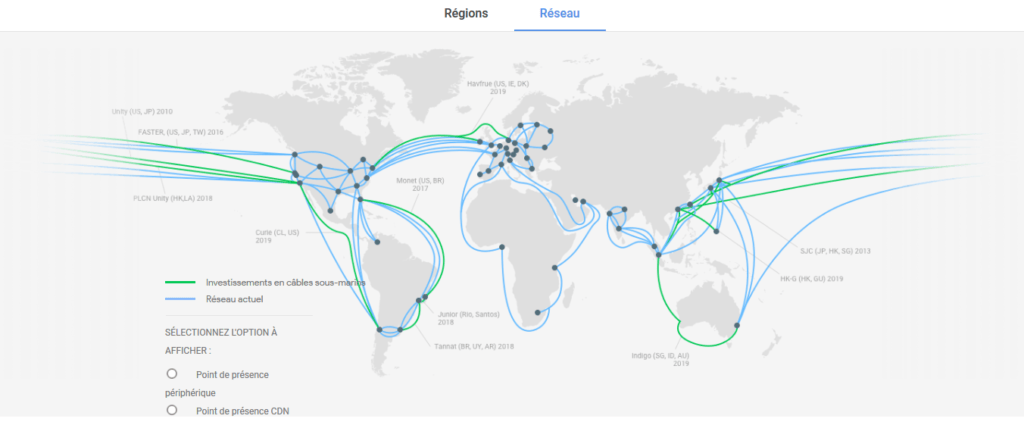 Régions et zones de Google Cloud.