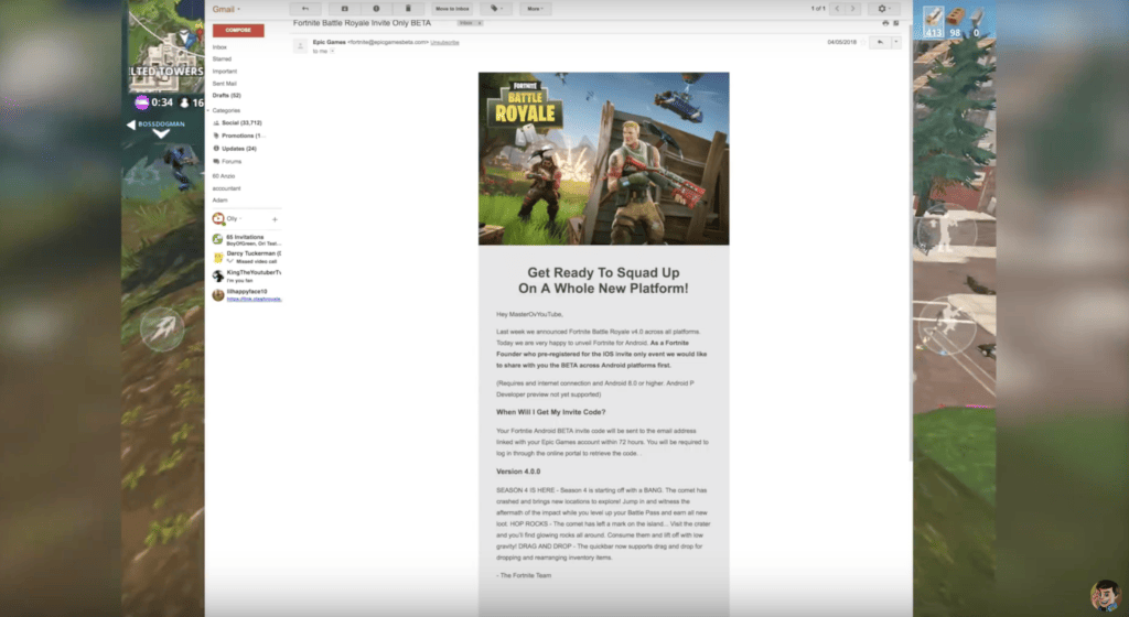 Fortnite mail scam bêta Android Fortnite mail scam bêta Android