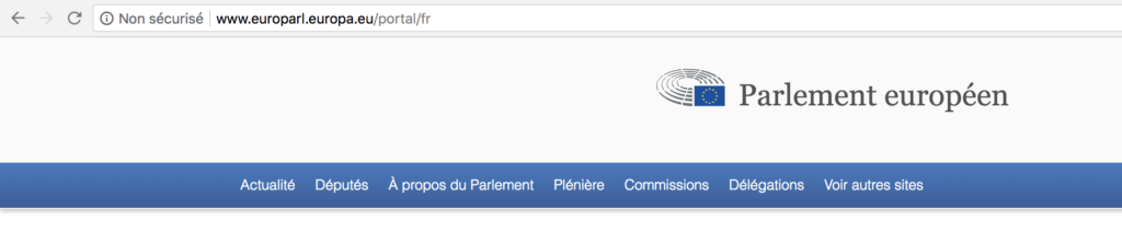 Site du parlement européen sous Chrome 67 // Source : Capture d'écran Numerama Site du parlement européen sous Chrome 67 // Source : Capture d'écran Numerama