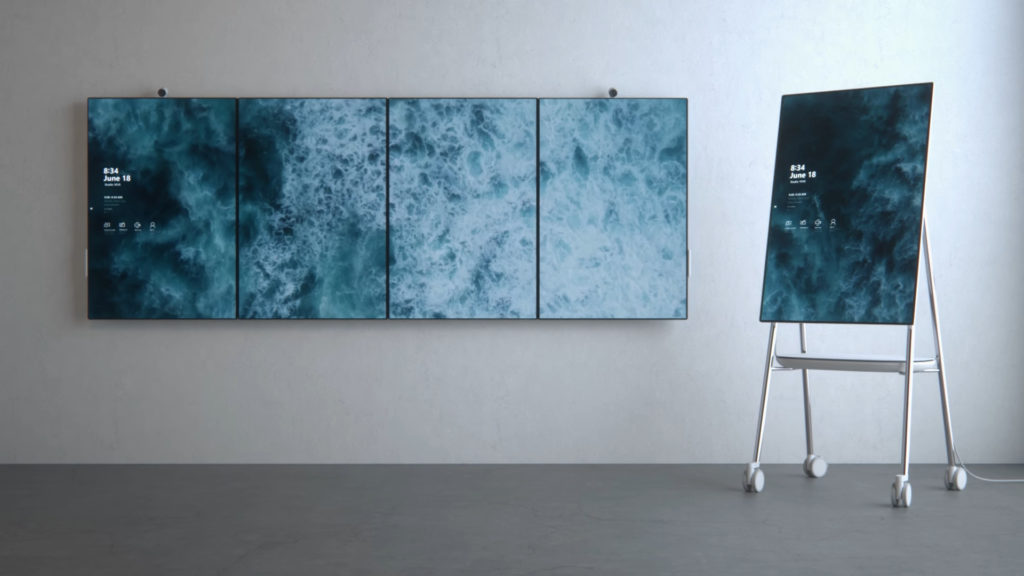 Surface Hub 2 mur trépied // Source : Microsoft Surface Hub 2 mur trépied // Source : Microsoft