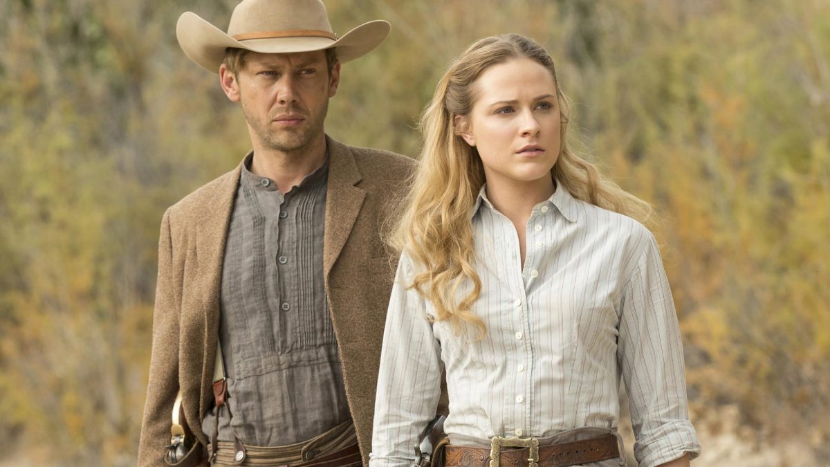 Westworld
Season 1, Episode 8
Air Date: 11/20/16
Pictured: : Jimmi Simpson, Evan Rachel Wood Westworld
Season 1, Episode 8
Air Date: 11/20/16
Pictured: : Jimmi Simpson, Evan Rachel Wood