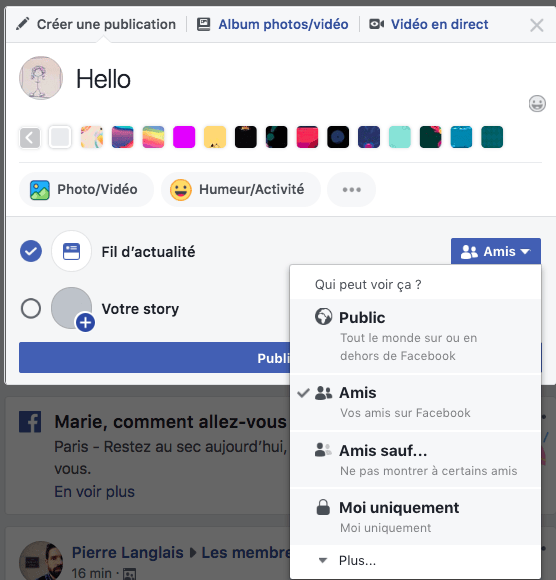 Capture d'écran Facebook Capture d'écran Facebook