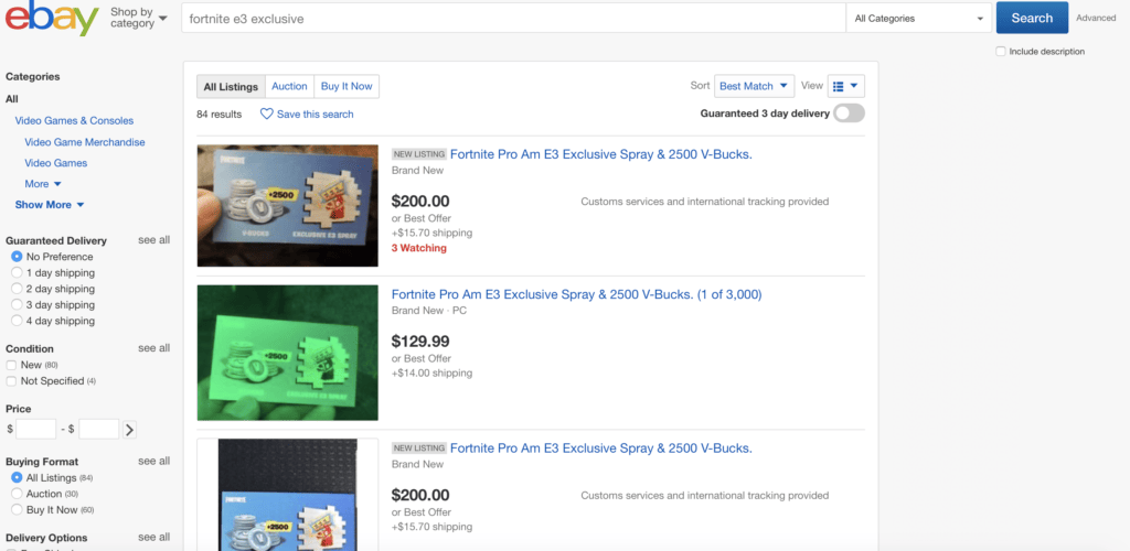 Fortnite E3 2018 eBay