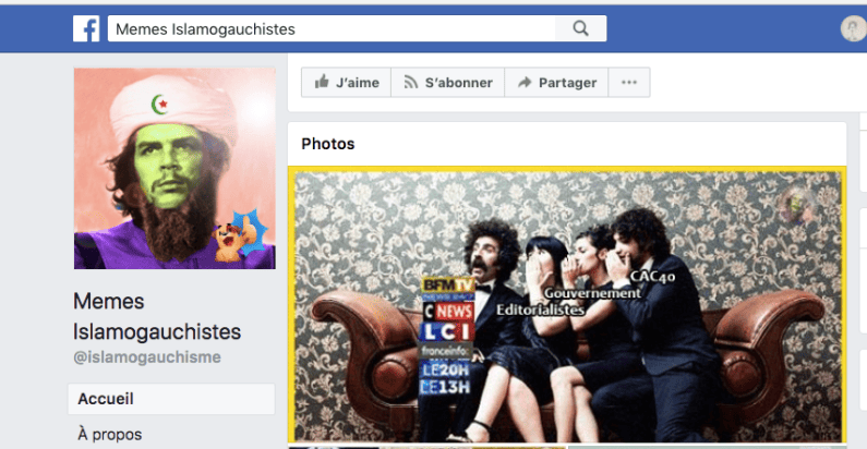 Capture d'écran de la page Facebook Memes Islamogauchistes