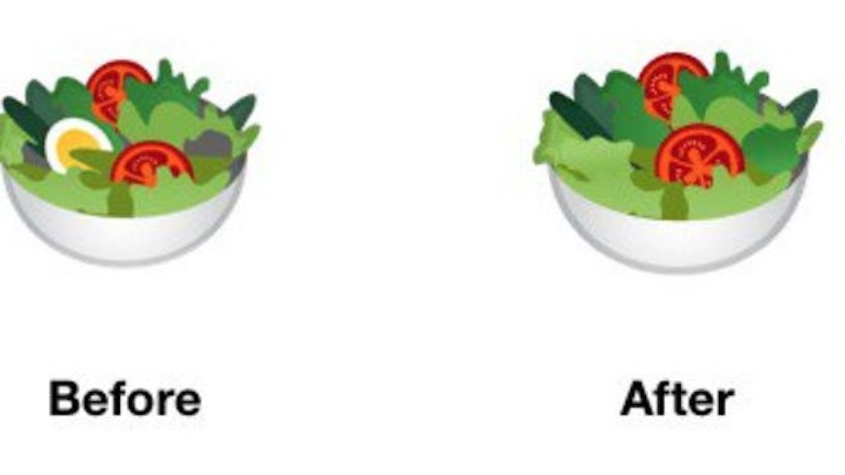 L'ancien emoji salade sur Android et le nouveau // Source : Twitter/jenniferdaniel L'ancien emoji salade sur Android et le nouveau // Source : Twitter/jenniferdaniel