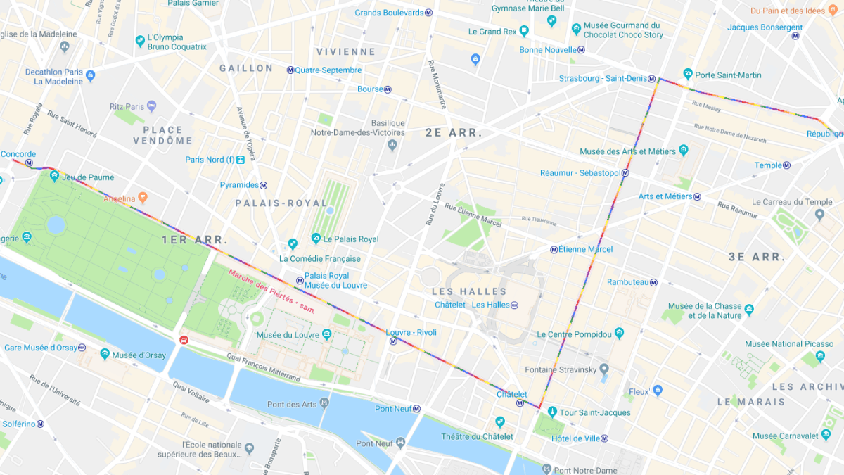 google maps marche des fiertés lgbt
