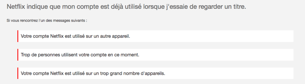 Capture d'écran Help Center de Netflix. Capture d'écran Help Center de Netflix.