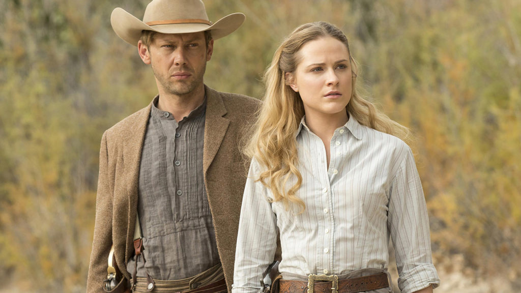 Westworld
Season 1, Episode 8
Air Date: 11/20/16
Pictured: : Jimmi Simpson, Evan Rachel Wood Westworld
Season 1, Episode 8
Air Date: 11/20/16
Pictured: : Jimmi Simpson, Evan Rachel Wood