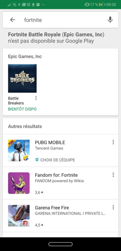Capture d'écran du 14 août 2018 dans le Play Store sur Android Capture d'écran du 14 août 2018 dans le Play Store sur Android