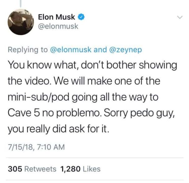Capture d'écran du tweet supprimé // Source : twitter/elonmusk Capture d'écran du tweet supprimé // Source : twitter/elonmusk