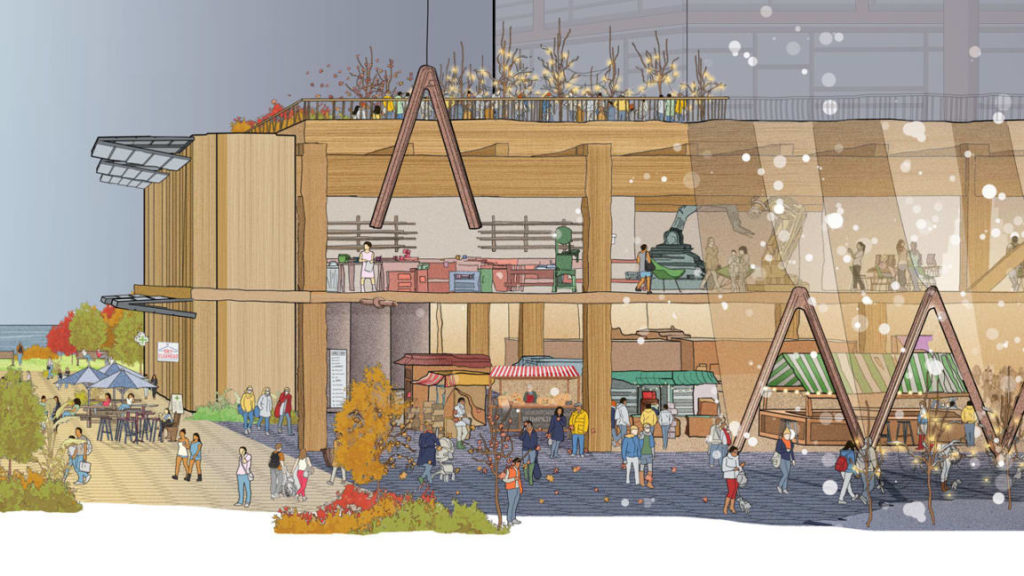 Un croquis du quartier connecté de Quayside. // Source : Sidewalk Labs