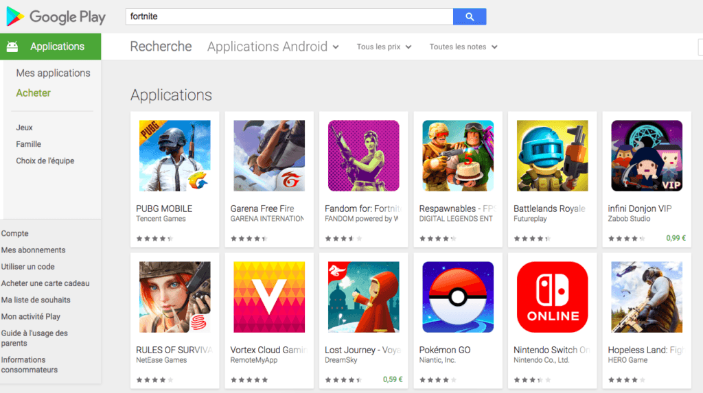 Capture d'écran du 14 août 2018 // Source : Google Play Store Capture d'écran du 14 août 2018 // Source : Google Play Store