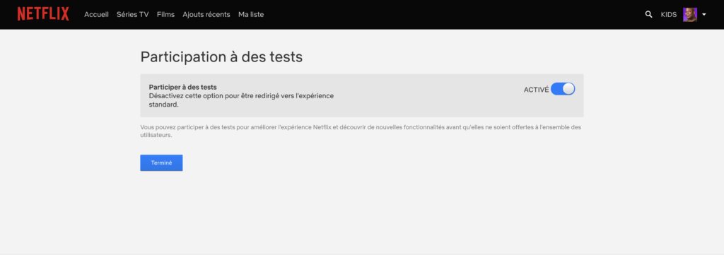 Compte Netflix // Source : Capture d'écran Netflix Compte Netflix // Source : Capture d'écran Netflix
