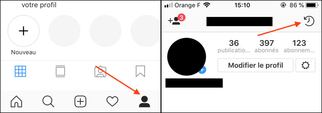 Captures d'écran d'un compte Instagram // Source : Instagram Captures d'écran d'un compte Instagram // Source : Instagram
