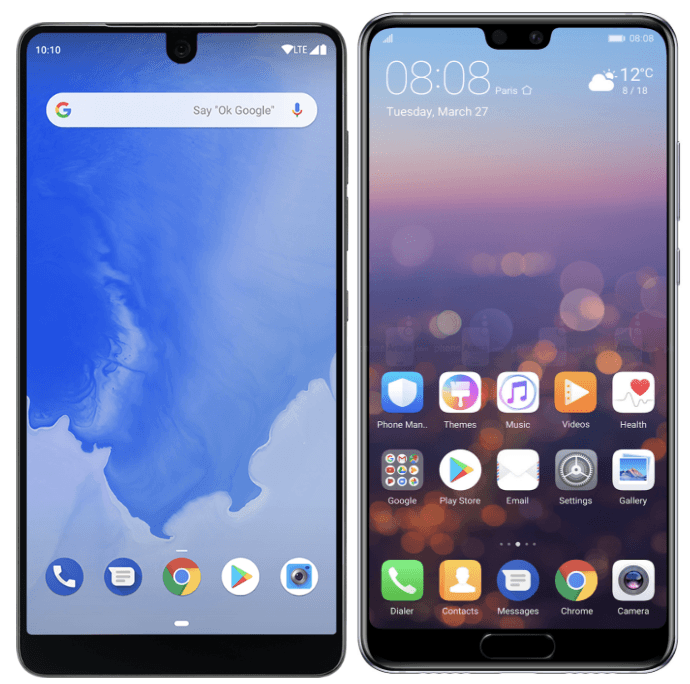 Smartphones Android à encoche // Source : Google Smartphones Android à encoche // Source : Google