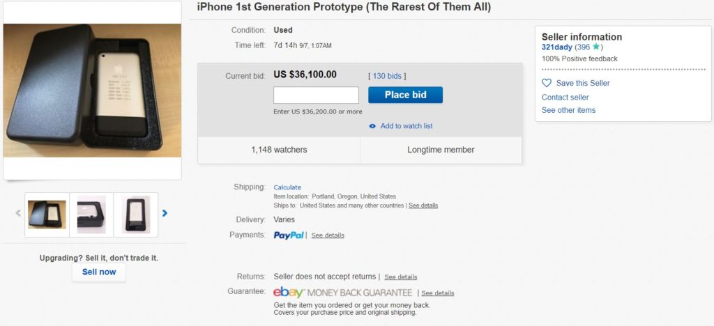 L'enchère du prototype iPhone 2G sur eBay // Source : eBay L'enchère du prototype iPhone 2G sur eBay // Source : eBay